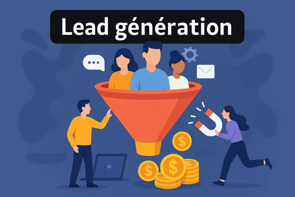 entonnoir avec des gens dedans pour représenter la lead generation